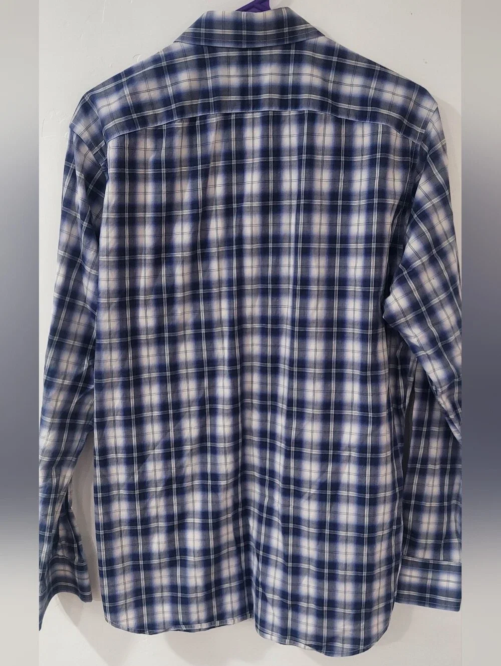Banana Republic Men’s Navy and White Plaid Button-Down Shirt